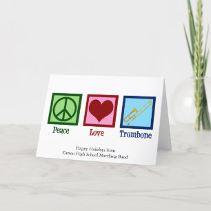 Cartes Pour Fêtes Annuelles Peace Love Trombone Musique personnalisée Noël