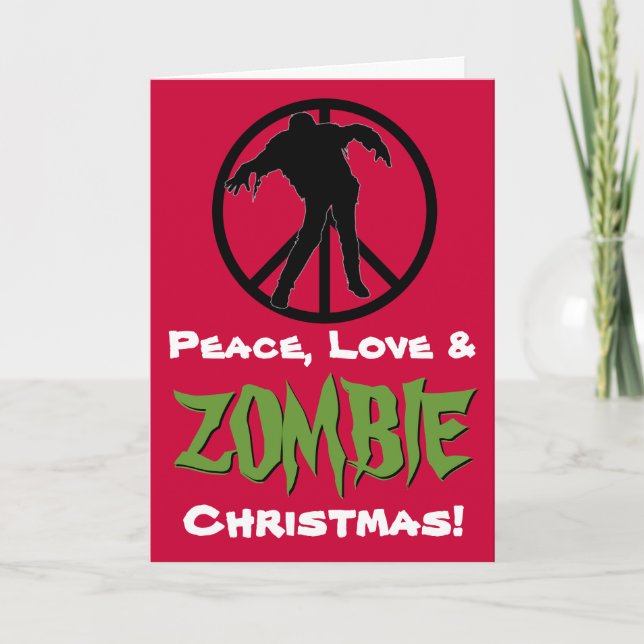 Cartes Pour Fêtes Annuelles Peace Love ZOMBIE Christmas Funny Greeting Card (Devant)