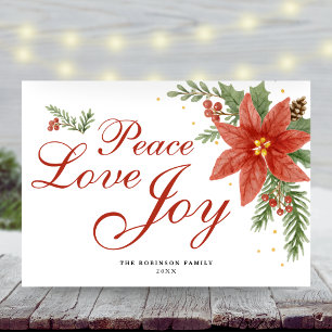 Cartes Pour Fêtes Annuelles Peace Loy Aquarelle Poinsettia Noël