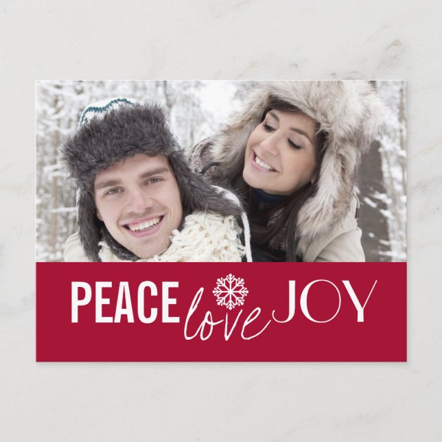 Cartes Pour Fêtes Annuelles Peace Loy Joy Red Snowflake (Devant)