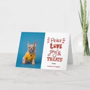 Cartes Pour Fêtes Annuelles Peace Loy Joy & Treat Chien Noël