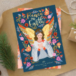 Cartes Pour Fêtes Annuelles Peace on Earth Angel Floral Folal Art Deep Blue<br><div class="desc">Notre carte de vacances appartement de Noël Peace on Earth s'inspire de la beauté et du style de l'art populaire scandinave mais avec une flamme moderne et vintage. Notre design véhicule un monde d'espérance, d'amour et de paix dépeint à travers l'art, l'imagerie et la couleur. Les contrastes profonds sont combinés...</div>