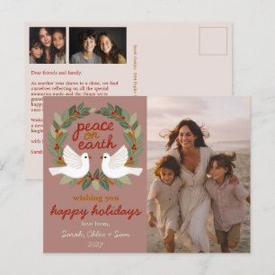 Cartes Pour Fêtes Annuelles Peace on Earth Doses Noël CUSTOM 3 PHOTO