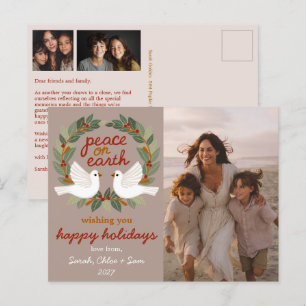 Cartes Pour Fêtes Annuelles Peace on Earth Doses Noël CUSTOM 3 PHOTO