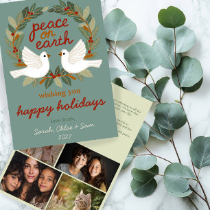 Cartes Pour Fêtes Annuelles Peace on Earth Doses Noël CUSTOM 4 PHOTO