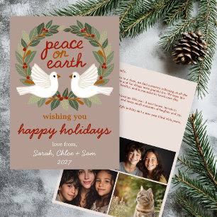 Cartes Pour Fêtes Annuelles Peace on Earth Doses Noël CUSTOM 4 PHOTO