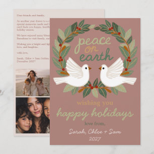 Cartes Pour Fêtes Annuelles Peace on Earth Doses Noël CUSTOM 4 PHOTO