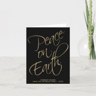 Cartes Pour Fêtes Annuelles Peace on Earth Elegant Simple Black & Gold Chic