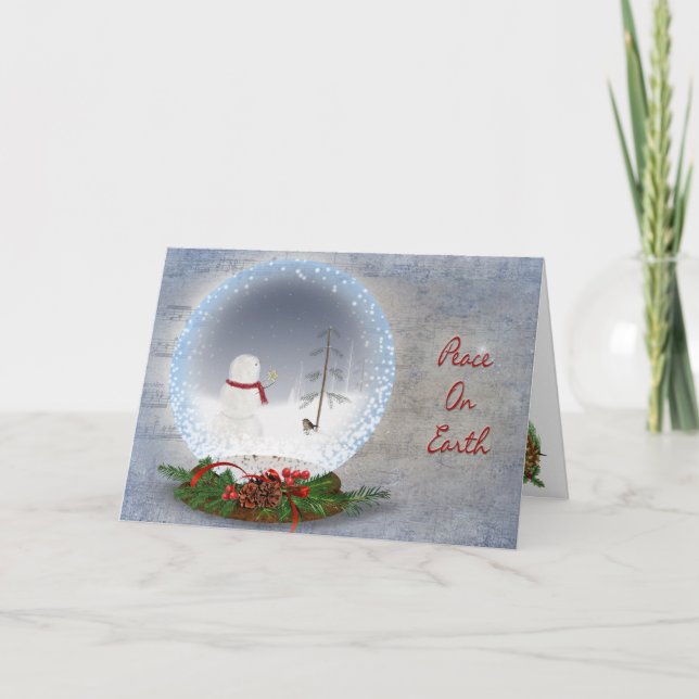 Cartes Pour Fêtes Annuelles Peace On Earth Snow Globe avec les neiges (Devant)