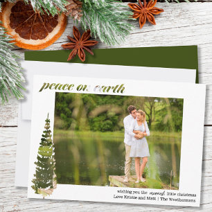 Cartes Pour Fêtes Annuelles Peace on Earth Typography and Fir Tree Montage