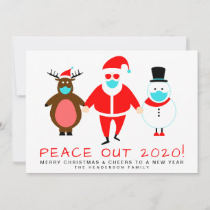 Cartes Pour Fêtes Annuelles Peace Out 2020 Père Noël Visage Masque Noël