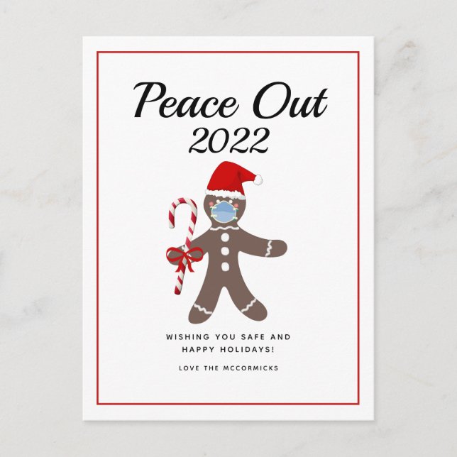 Cartes Pour Fêtes Annuelles Peace Out 2021 Funny Gingerbread Masque Noël (Devant)