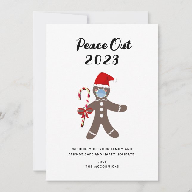 Cartes Pour Fêtes Annuelles Peace Out 2022 Dit Amusant Noël Gingerbread (Devant)