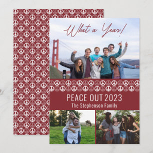Cartes Pour Fêtes Annuelles Peace Out 2023 What A Year 3 Photo Collage - Berry