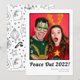 Cartes Pour Fêtes Annuelles Peace Out Fun Couple Photo Noël