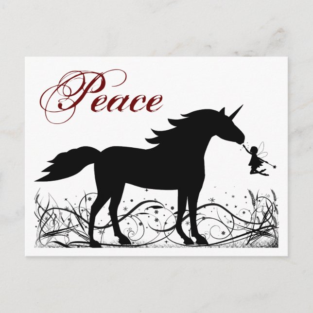 Cartes Pour Fêtes Annuelles Peace Unicorn et Fairy Winter Holiday Salutation (Devant)