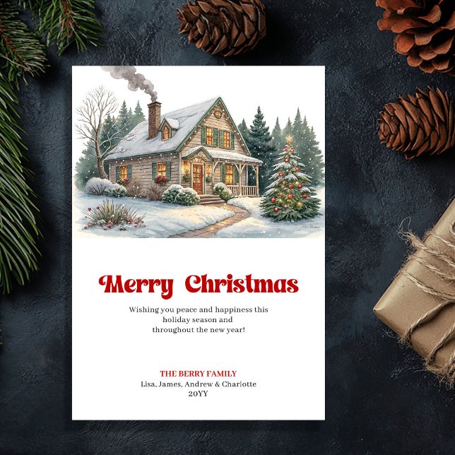 Cartes Pour Fêtes Annuelles Peaceful festive home calm winter scene greeting (Peaceful festive home calm winter scene greeting)