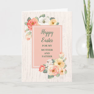 Cartes Pour Fêtes Annuelles Peach Flowers Joyeux Pâques Mère et Père