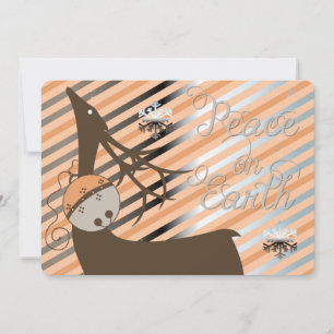 Cartes Pour Fêtes Annuelles Peach Jingle Bells Stripe Cerfs Noël
