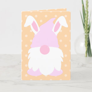 Cartes Pour Fêtes Annuelles Peach Pastel Polka Dot Gnome Bunny