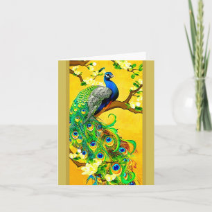 Cartes Pour Fêtes Annuelles Peacock bleu indien vintage