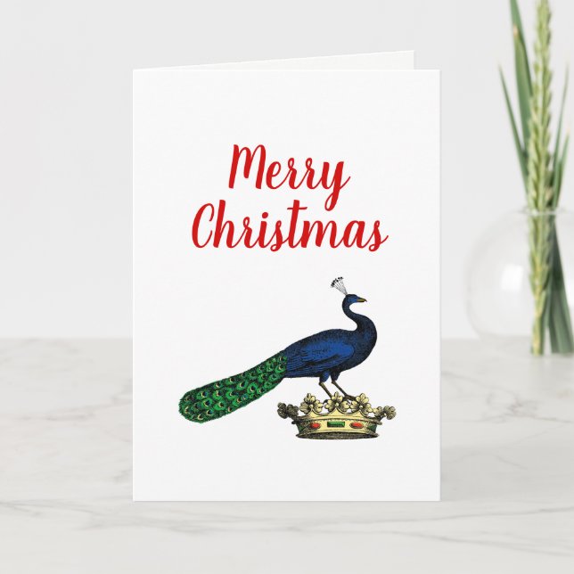 Cartes Pour Fêtes Annuelles Peacock héraldique Vintage stylisé sur Couronne C (Devant)