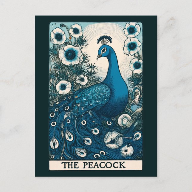 Cartes Pour Fêtes Annuelles Peacock Tarot Card Art paons Art Turquoise (Devant)