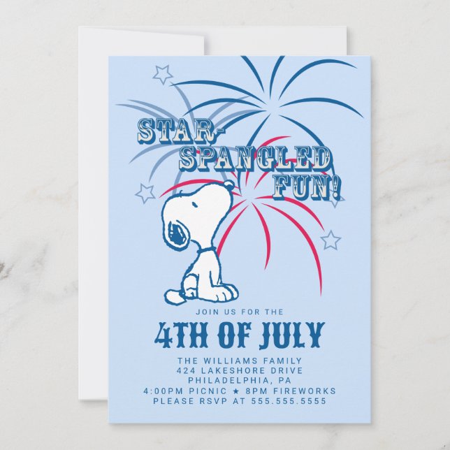 Cartes Pour Fêtes Annuelles Peanuts 4 juillet Étoile Fun (Devant)