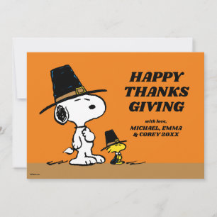 Cartes Pour Fêtes Annuelles Peanuts   Bonne Action de grâce Pèlerins