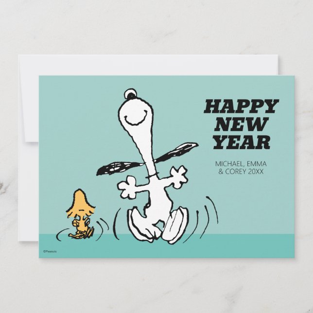 Cartes Pour Fêtes Annuelles Peanuts | Bonne année heureuse (Devant)