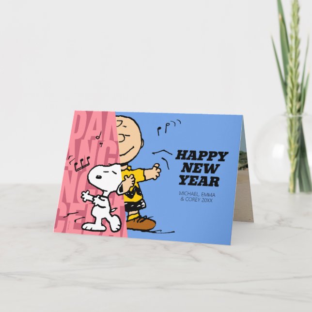 Cartes Pour Fêtes Annuelles Peanuts | Charlie Brown & Snoopy Bonne Année (Devant)