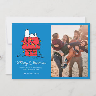 Cartes Pour Fêtes Annuelles Peanuts   La niche de Snoopy avec lumières