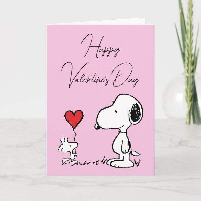 Cartes Pour Fêtes Annuelles Peanuts | Snoopy & Woodstock Saint-Valentin (Devant)