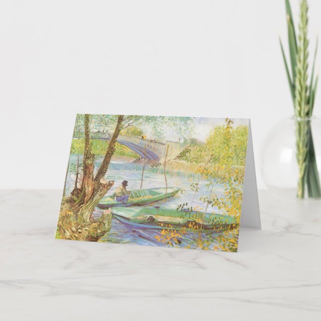 Cartes Pour Fêtes Annuelles Pêche au printemps de Vincent van Gogh, Noël (Devant)