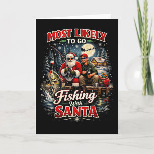Cartes Pour Fêtes Annuelles Pêche avec le Père Noël
