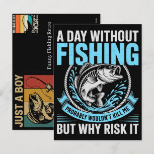 Cartes Pour Fêtes Annuelles Pêche drôle Rétro Vintage Pêcheur