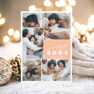 Cartes Pour Fêtes Annuelles Pêche minimaliste moderne 6 photos Happy 2024