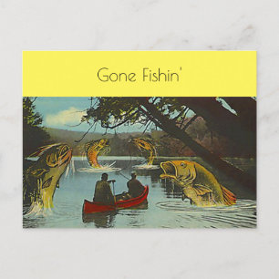 Cartes Pour Fêtes Annuelles Pêche vintage Pêche Exagération PC amusant