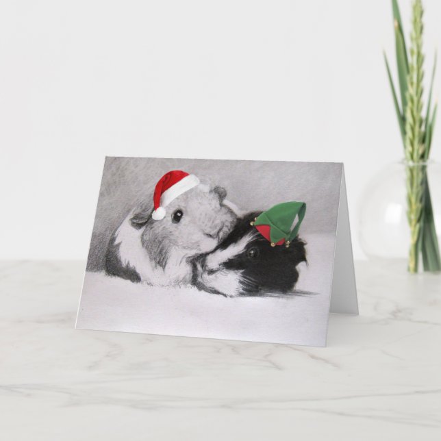 Cartes Pour Fêtes Annuelles Peegs de Noël Guinée Pig personnalisable (Devant)