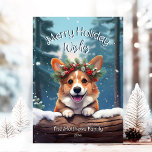 Cartes Pour Fêtes Annuelles Peeking Corgi Winter Wonderland Joyeux Noël<br><div class="desc">Cette adorable carte de voeux de vacances présente une jolie illustration de Chien de Corgi portant une couronne festive de fleurs d'hiver, de saints, de pins et de baies, avec des flocons de neige tombant doucement contre une forêt de neige Wonderland. Le Corgi regarde le rond enneigé pour dire bonjour...</div>