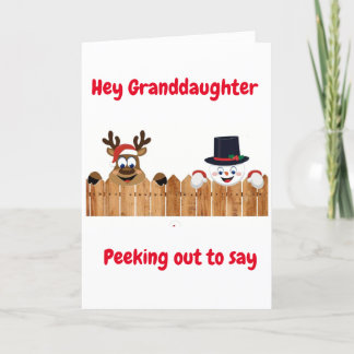 CARTES POUR FÊTES ANNUELLES PEEKING SORT POUR DIRE *JOYEZ NOËL* GRAND-FILLE