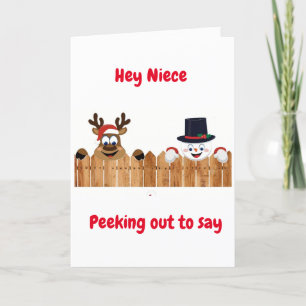 CARTES POUR FÊTES ANNUELLES PEEKING SORT POUR DIRE *JOYEZ NOËL* NIECE