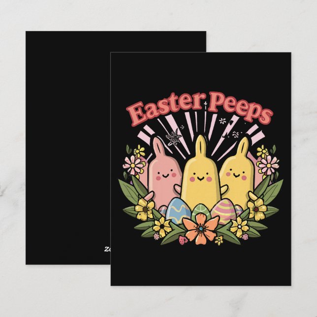 Cartes Pour Fêtes Annuelles Peeps de Pâques (Devant / Derrière)