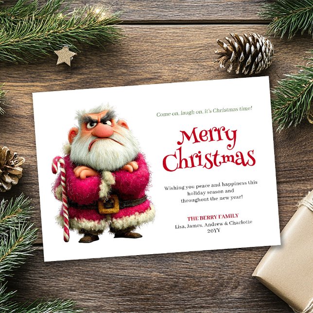 Cartes Pour Fêtes Annuelles Peeved Santa funny editable Christmas greeting  (Peeved Santa funny editable Christmas greeting card gift)