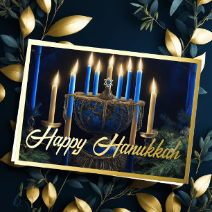 Cartes Pour Fêtes Annuelles Peindre Menorah Joyeux Hanoukka