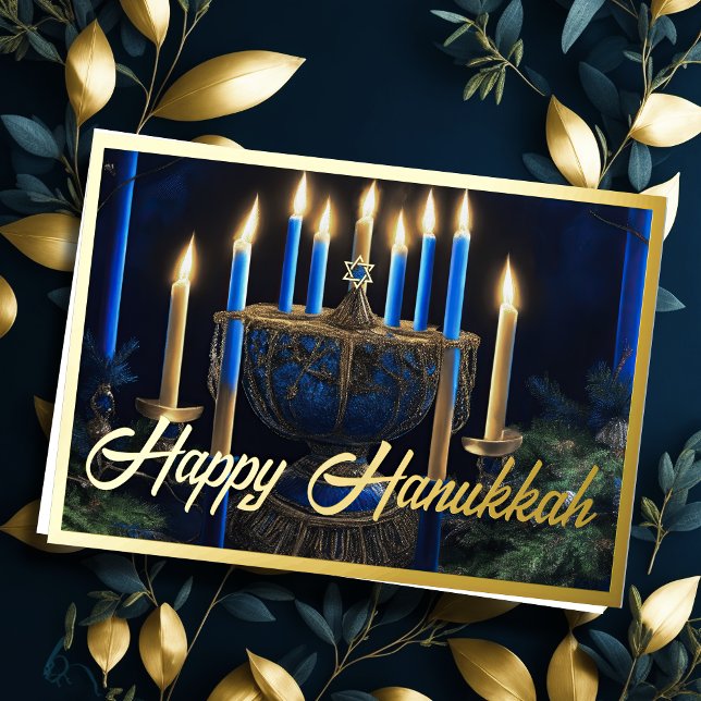 Cartes Pour Fêtes Annuelles Peindre Menorah Joyeux Hanoukka (Créateur téléchargé)