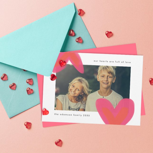 Cartes Pour Fêtes Annuelles Peint Coeurs audacieux Valentine Photo de Fête (Créateur téléchargé)