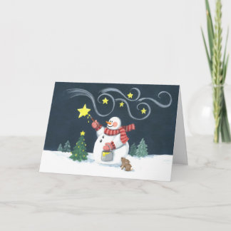 Cartes Pour Fêtes Annuelles Peintre d'étoile de bonhomme de neige