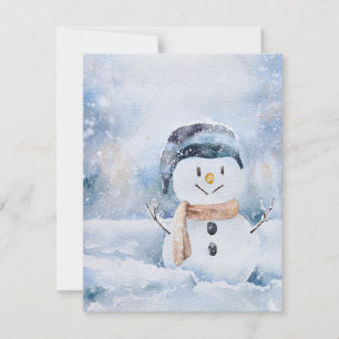 Cartes Pour Fêtes Annuelles Peinture à l'aquarelle rétro bonhomme de neige