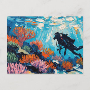 Cartes Pour Fêtes Annuelles peinture à l'huile « Art de la plongée en scaphand